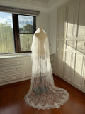 V4 Vintage Lace Chapel Veil | Long Lace Wedding Veil in Soft Ivory